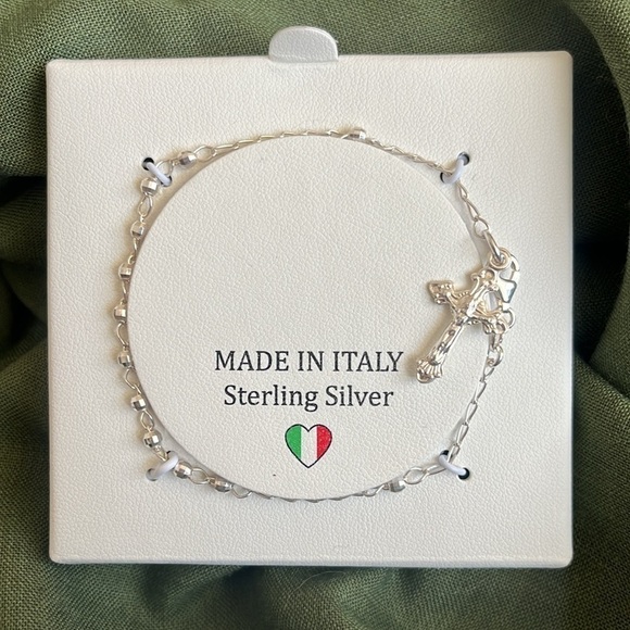 Brand New Sterling Silver Cross Bracelet Religious Christian Jesus Made in Italy - Picture 10 of 14